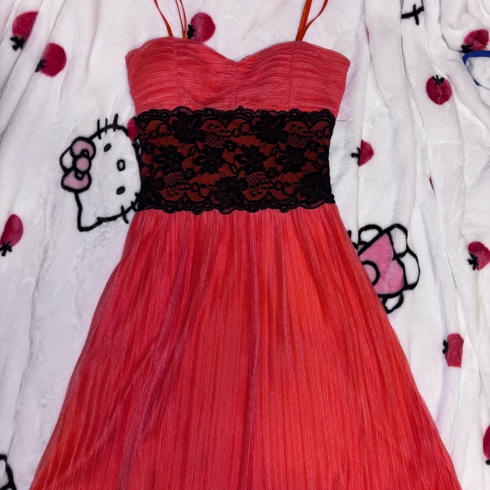 Orange and Black Mini Lace Dress